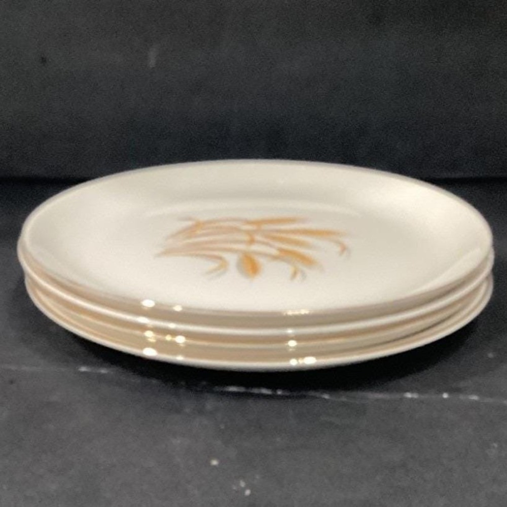 Homer Laughlin Golden Wheat Dinner Plates, Set of 4, Vintage Mid-Century Ceramic - Picture 11 of 11